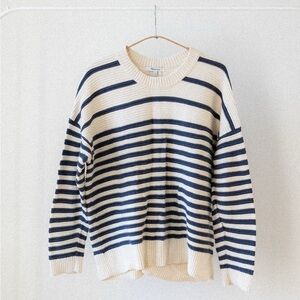 Madewell Large Striped Navy and Cream Sweater